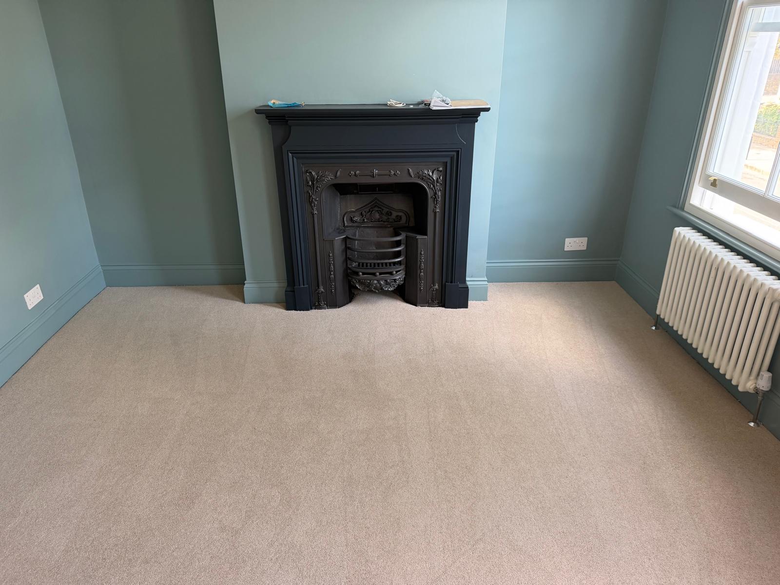 Durham Twist Pale Oak carpet fitted in a room in Stoke Newington N16 by Carpet World London